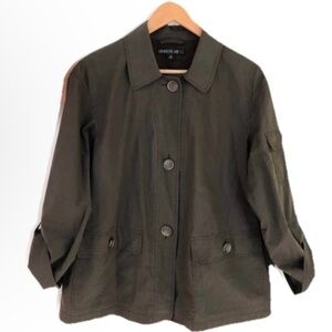 Lafayette 148 Lightweight Utility Cargo Button Down Shirt Jacket Shacket Brown M